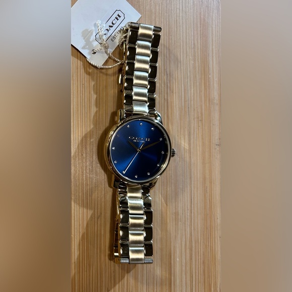Coach Grand Watch With 36mm Navy Blue Face & Golden Bracelet - Picture 3 of 7